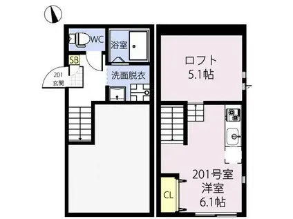 RIZEST MK 柏(ワンルーム/2階)の間取り写真