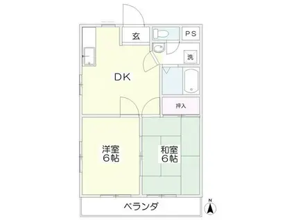 グランディール横山(2DK/2階)の間取り写真