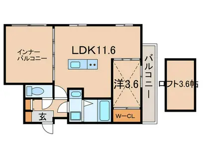 MICAELENOKURAKUEN(1LDK/2階)の間取り写真