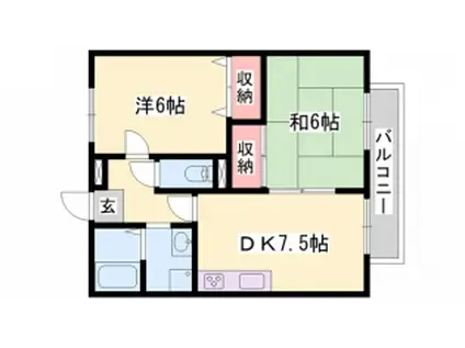 ファミールコート・K(2DK/2階)の間取り写真