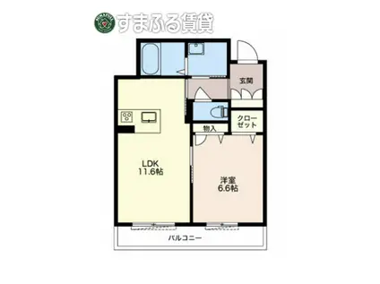 MAST TOWN 戸崎(1LDK/1階)の間取り写真