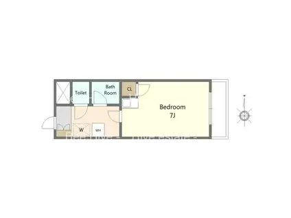 カームダウン喜多山(ワンルーム/2階)の間取り写真