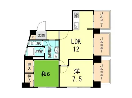 カワモトビル(2LDK/3階)の間取り写真