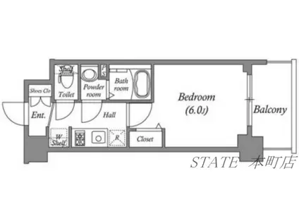 グランカリテ九条南(1K/4階)の間取り写真
