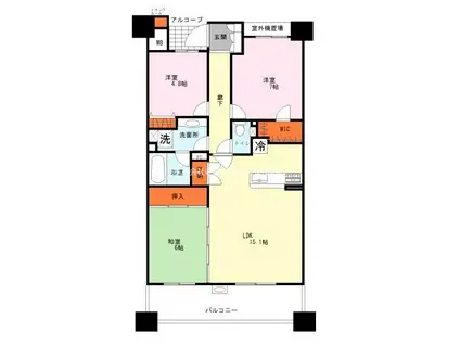 津田沼ローレルコート(3LDK/4階)の間取り写真