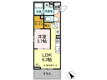 グリーンフォレストティー(1LDK/1階)の間取り写真