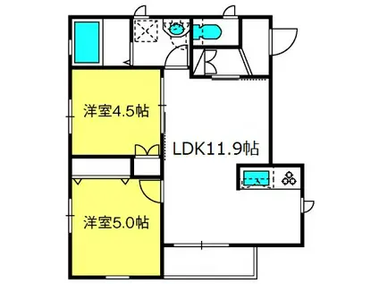 セゾン・ド 与野(2LDK/3階)の間取り写真