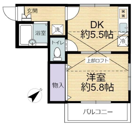 コーポ温水(1DK/2階)の間取り写真
