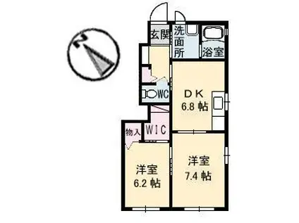 コートベアー(2DK/1階)の間取り写真