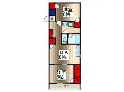 シャルム別所(2DK/4階)の間取り写真