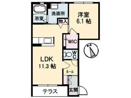 ヴィラージュ弐番館(1LDK/1階)の間取り写真