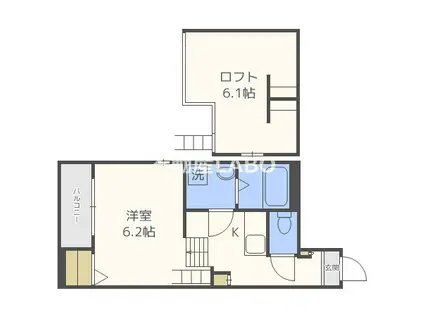 ハーモニーテラス平野(1K/1階)の間取り写真