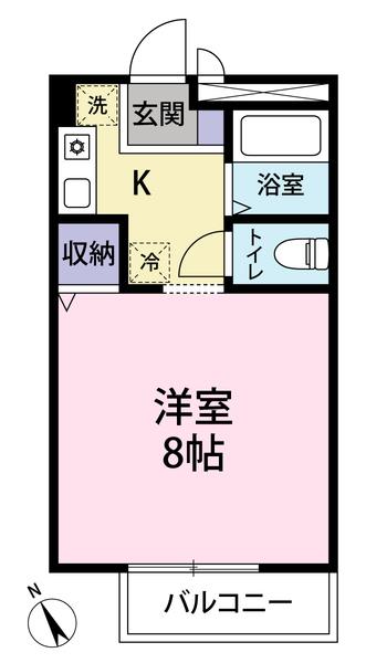 サンガーデン荒田島(1K/2階)の間取り写真