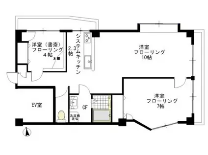 グリーンキャピタル小石川(2LDK/4階)の間取り写真
