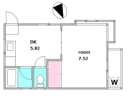 RKハイツ(1DK/2階)の間取り写真