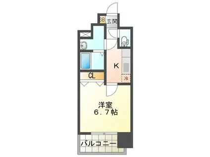 S-RESIDENCE四日市駅前COULEUR(1K/7階)の間取り写真