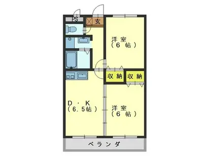 フェール・メゾンFUJINAGA A棟(2DK/3階)の間取り写真