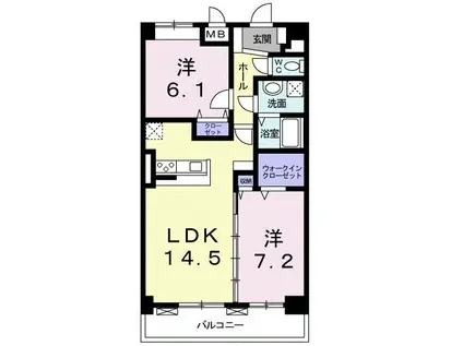 アーバンヒルズII(2LDK/3階)の間取り写真