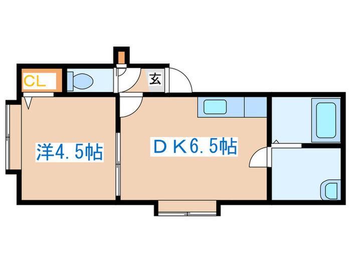 カステル八軒(1DK/3階)の間取り写真