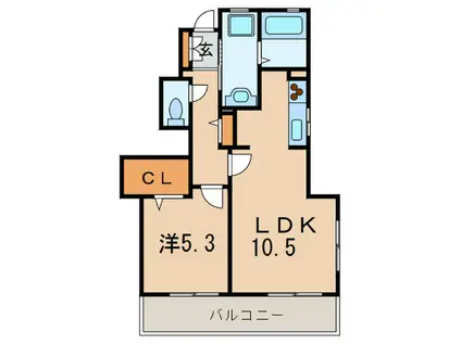 ラ・プリューム(1LDK/1階)の間取り写真