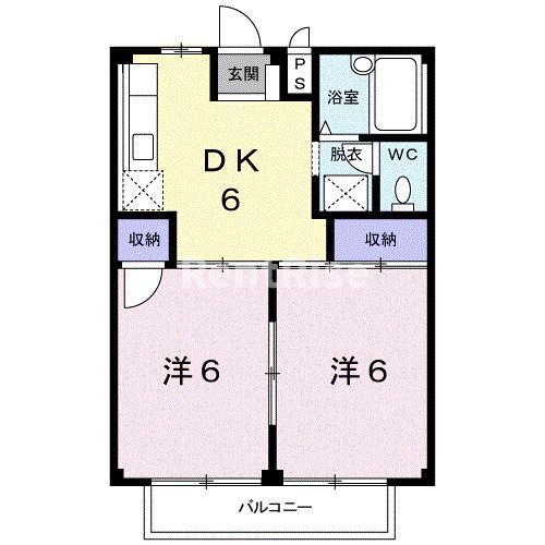 リバーサイド小川B(2DK/2階)の間取り写真