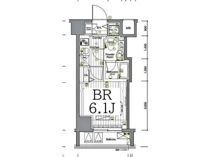 グランヴァン横濱反町(1K/7階)の間取り写真