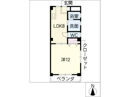 サンハイム荒子公園(1LDK/3階)の間取り写真