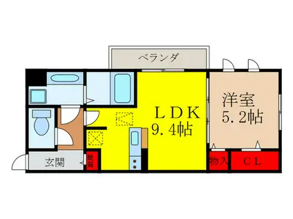 アンブロシア(1LDK/1階)の間取り写真