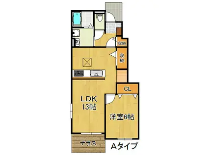 コンソラトゥール(1LDK/1階)の間取り写真