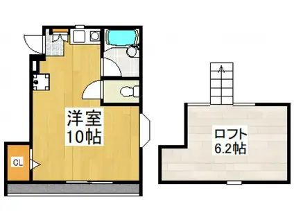 グリーンハイツ黒川第2ビル(ワンルーム/2階)の間取り写真