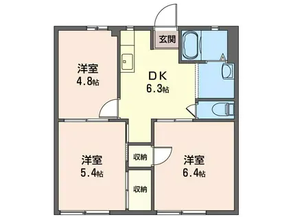 ソシアルハイム S(3DK/1階)の間取り写真