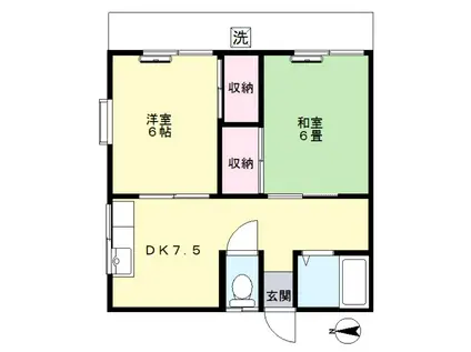 えすぺらんさT・T(2DK/1階)の間取り写真