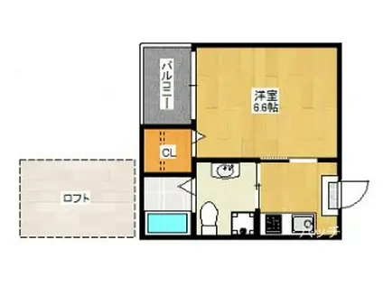 CHOCOLATEIII(ワンルーム/2階)の間取り写真