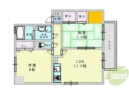 ルーミーハイツ(2LDK/2階)の間取り写真