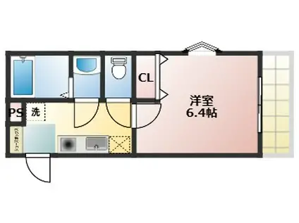 三春町アパート(1K/1階)の間取り写真