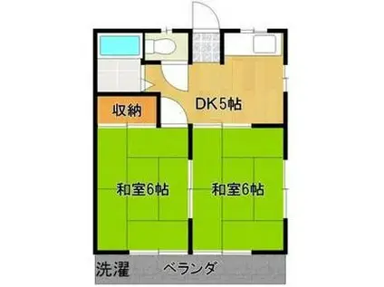 甲斐田コーポ(2DK/2階)の間取り写真