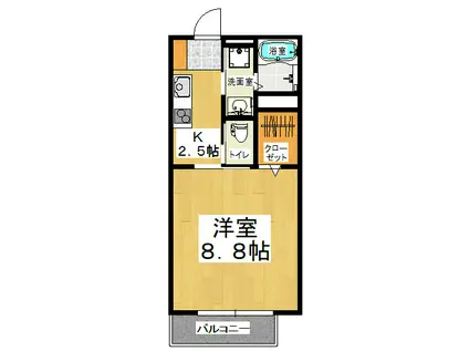 モデラートA・B(1K/1階)の間取り写真