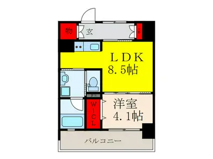 JP NOIE 吹田垂水(1LDK/4階)の間取り写真