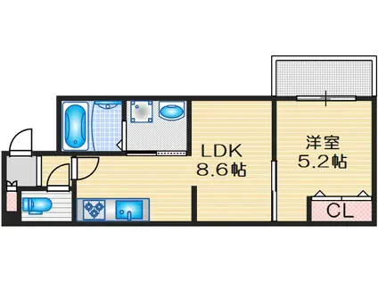 クリエオーレ一津屋I(2LDK/1階)の間取り写真