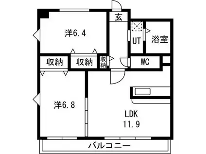 NHオランジュ(2LDK/2階)の間取り写真