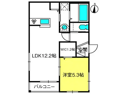 NEW VALLEY(1LDK/2階)の間取り写真