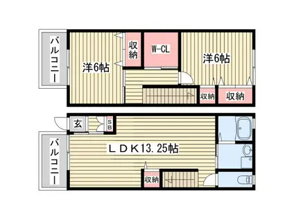 ドミール堂本(2LDK/1階)の間取り写真
