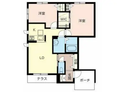 ヴィラーチェ神河(2LDK/1階)の間取り写真