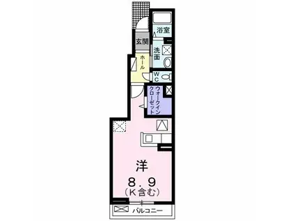 グレイスB(ワンルーム/1階)の間取り写真