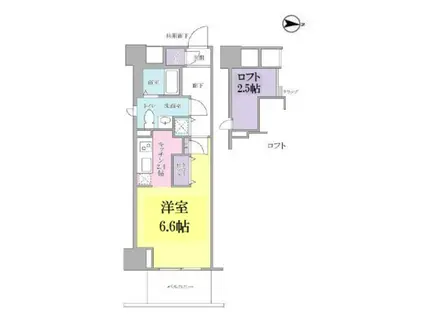 KIINU BLANCキーヌ・ブラン(1K/5階)の間取り写真