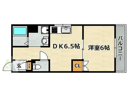 朝日プラザ湊川公園パサージュ(1DK/3階)の間取り写真