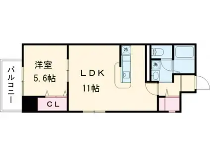 西蟹屋KKビル(1LDK/3階)の間取り写真