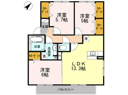 グレイス帯山(3LDK/2階)の間取り写真