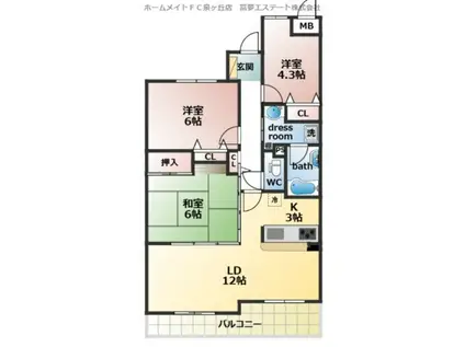 スペリオ狭山駅前(3LDK/7階)の間取り写真