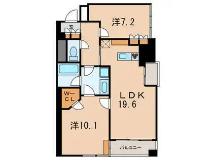 パークアクシス御成門14階18階(2LDK/19階)の間取り写真